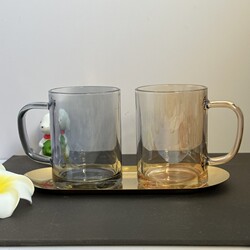 High Temperature Resistant Smoky Gray Glass Water Cup with Handle, Office Tea Cup, Milk Coffee Cup, Couple's Toothbrushing and Mouthwash Cup