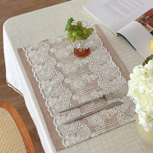 
Chelsea French lace placemat light luxury atmosphere cotton linen high-end dining table mat candlelight dinner napkin