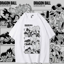 Dragon Ball Short-Sleeve T-Shirt Pure Cotton Men's Goku Vegeta Buu Liza Top Anime Student Parent-Child Outfit