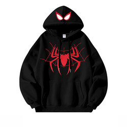 American Retro Hiphop Spider-Man Hooded Sweatshirt for Boys and Girls in Autumn and Winter Loose Large Size Couple Family Jacket