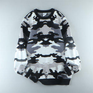 
Spring new camouflage style round neck pullover sweater men's loose casual sweater trendy top 16