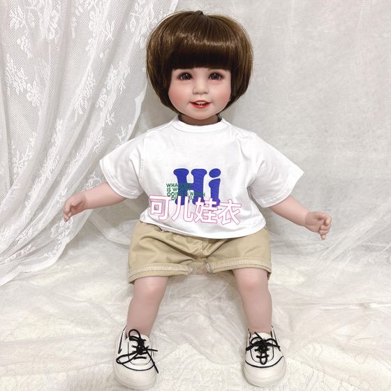 
50-55 cm rebirth doll clothes boy casual suit short-sleeved T-shirt beige shorts two-piece set new product trend