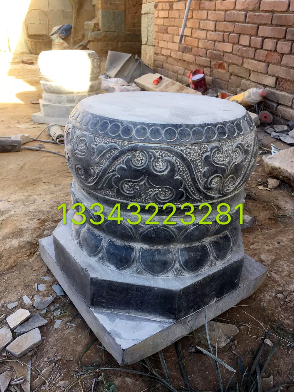 石雕柱礎石墩子石鼓木柱底座石墩花崗巖柱墩仿古柱