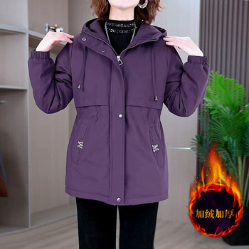
Casual windbreaker, versatile parka, velvet hooded cotton coat