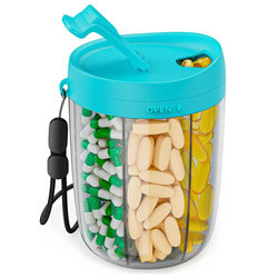 Puliv Portable Pill Dispenser Bottle-Style Supplement Pill Box Dispenser