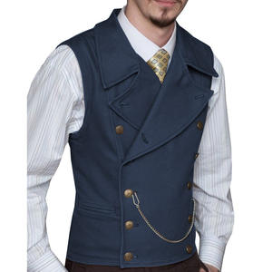 
Cross-border European and American men's suede double-breasted suit vest rock punk style large lapel trendy vest