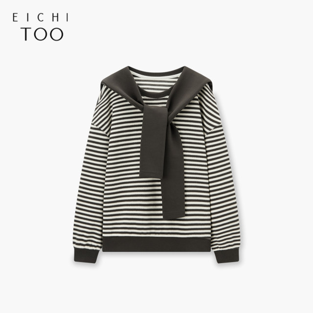 Aijutu classic striped sweatshirt for women in spring 2025 new loose and comfortable long-sleeved knitted sweater
