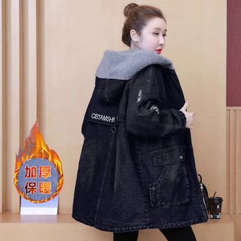 
Large size 200Jin [Jin equals 0.5kg] velvet and thickened lambswool denim jacket