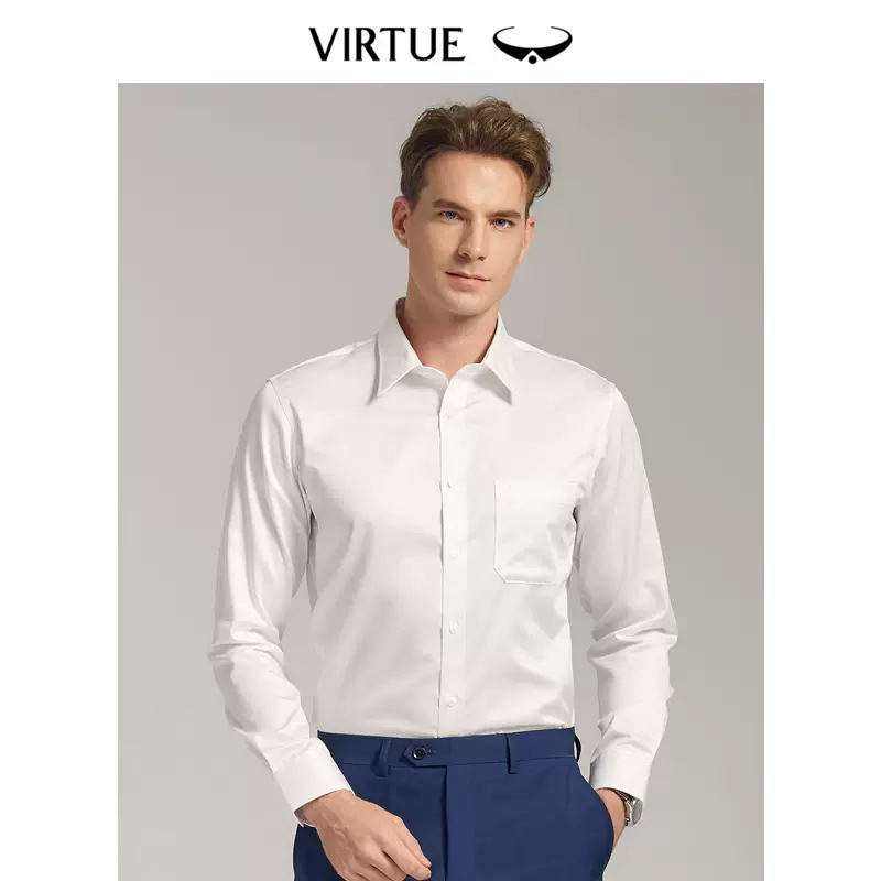 Virtue 富绅 精梳纯棉丝滑贡缎 男式长袖衬衫 天猫优惠券折后￥43包邮（￥268-225）