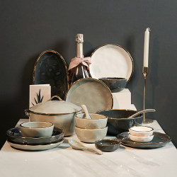 Dish Set for Home Use 2025 New Style Tableware Light Luxury High-End Ceramic Bowls Japanese Style Housewarming Bowls and Chopsticks Plate