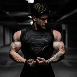 Super High Quality Youngla X Superman Sports Fitness Seamless High-Elastic Slim-Fit Short-Sleeve 4117