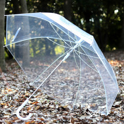 Qiutong Strong Wind-Resistant Large Transparent Umbrella for Men and Women, Automatic Long-Handled Double Umbrella for Couples, Transparent Umbrella