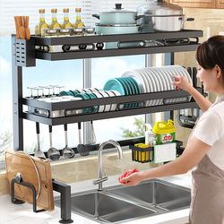 Kitchen Sink Storage Rack Countertop Bowl and Chopstick Organizer Multifunctional Dish Rack Above Sink Bowl Rack Draining Rack