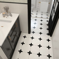 French-Style Retro Non-Slip Floor Tiles Suitable for Bathroom Tile Decoration 300X300 Black and White Pattern Kitchen Floor Tiles