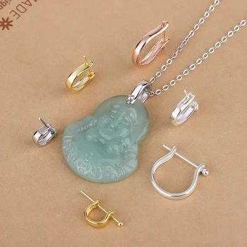 18K gold pendant buckle head jade pendant U-shaped buckle Au750 platinum buckle diy accessories jade Buddha buckle head necklace buckle