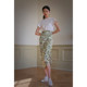No print romantic digital print mid-length fashionable slit irregular skirt skirt 23259