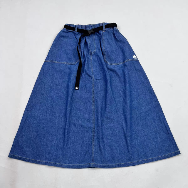 Daily single large pocket mid-length denim skirt for women in spring and summer new style over knee A-shaped slim high waist pure cotton
