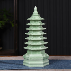 Jingdezhen Ceramic Seven-Story Pagoda Crafts Home Living Room Tv Cabinet Decorations Office Feng Shui Ornaments