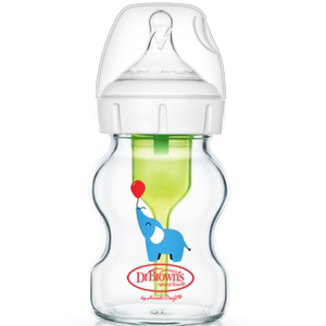 
Dr. Brown 5oz/150ml Anti-colic Elephant Wide Mouth Glass Bottle Flow 1 Nipple (0-3 Months)