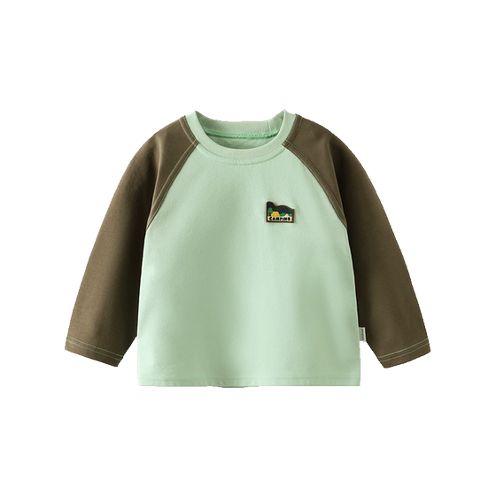 
Quick-drying clothes Qiqi Bear boys T-shirt long-sleeved spring and autumn style children's breathable raglan sleeves baby autumn round neck top