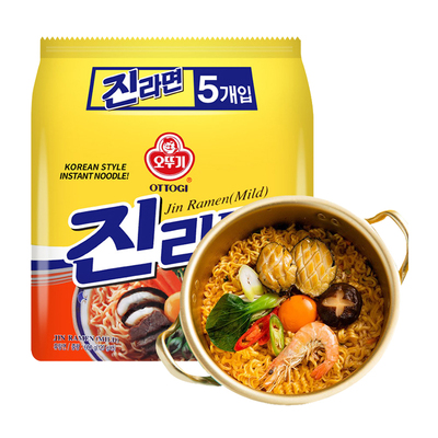 韩国不倒翁原味金拉面120g*5袋