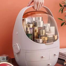 Japanese Imported Trendy Space Capsule Makeup Box Storage Desktop Multifunctional Dustproof Storage Box Lipstick Organizer
