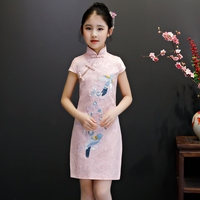 Girls Cheongsam Summer Dress - Thin Chinese Tang Suit For Guzheng Performances