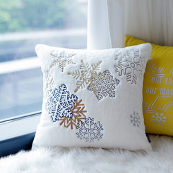 Nordic ins Pine Tree Snowflake White Furry Pillow Sofa Bed Model Room Embroidered Cushion Light Luxury Pillowcase