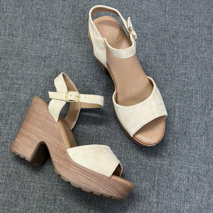 
Foreign trade women's fashion fish mouth sandals waterproof platform thick heel large size mother shoes breathable thick sole new 2025 summer