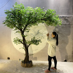 Indoor Landscape Decorative Tree, Artificial Banyan Tree, Fake Tree, Green Plant, Bonsai, Floor-Standing Red Maple Tree, Large Ginkgo Tree, Maintenance-Free
