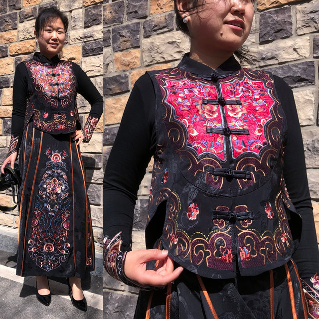 25 spring new ethnic stand collar Chinese style spliced ​​vest women's buttoned cardigan vest sleeveless jacket top