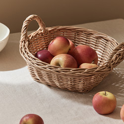 Hand-woven wicker fruit storage basket