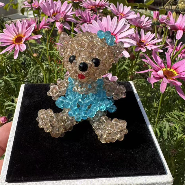 Austrian crystal handmade bear beads cute couple teddy bear keychain pendant car ornaments