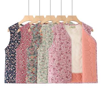 
Mom's new winter waistcoat vest plus velvet cotton for middle-aged and elderly women's warm vest autumn and winter thickened waist protection