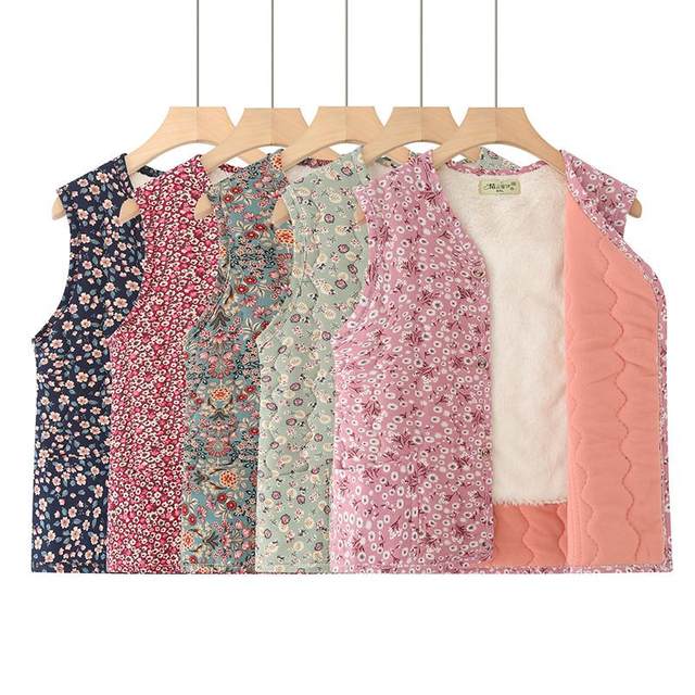 
Mom's new winter waistcoat vest plus velvet cotton for middle-aged and elderly women's warm vest autumn and winter thickened waist protection