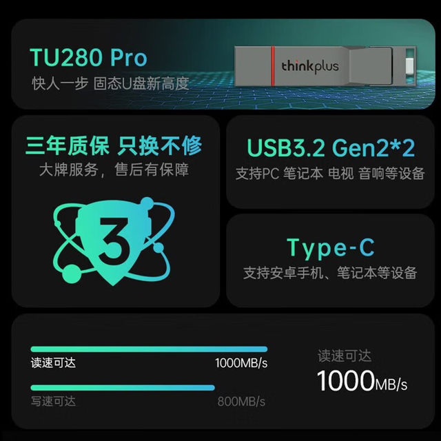 [SF Express] Lenovo thinkplus mobile solid-state USB3.2 dual interface ...