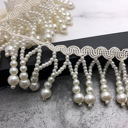Heavy-Duty Beaded Tassel Clothing Lace DIY Handmade Decorative Hanging Beads Pearl Lace Mesh Beaded Webbing Accessories