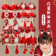 New Year's red hair jewelry ancient style girls love to celebrate hair clip girls New Year card Chinese style Han clothing headwear girls and children