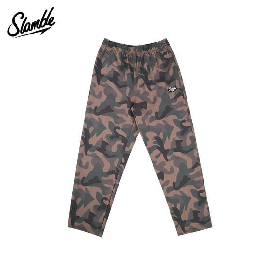 
SLAMBLE camouflage sports casual pants for men and women with elastic belt retro outdoor straight trend American spring new style