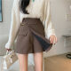Large size fake two-piece skirt high waist belly-covering suit skirt for women in autumn and winter black irregular slimming A-line short skirt pants