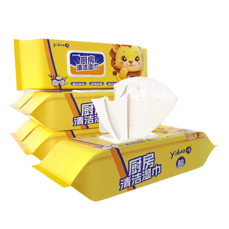 
Kitchen wet wipes cleaning tool large packaging powerful oil removal and oil removal range hood special wet tissue 80 pump * 6 packs