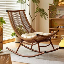 Rattan Rocking Chair Balcony Lazy Chair Sunbathing Lounge Chair Home Leisure 2026 New Model Outdoor Patio Rattan Chair