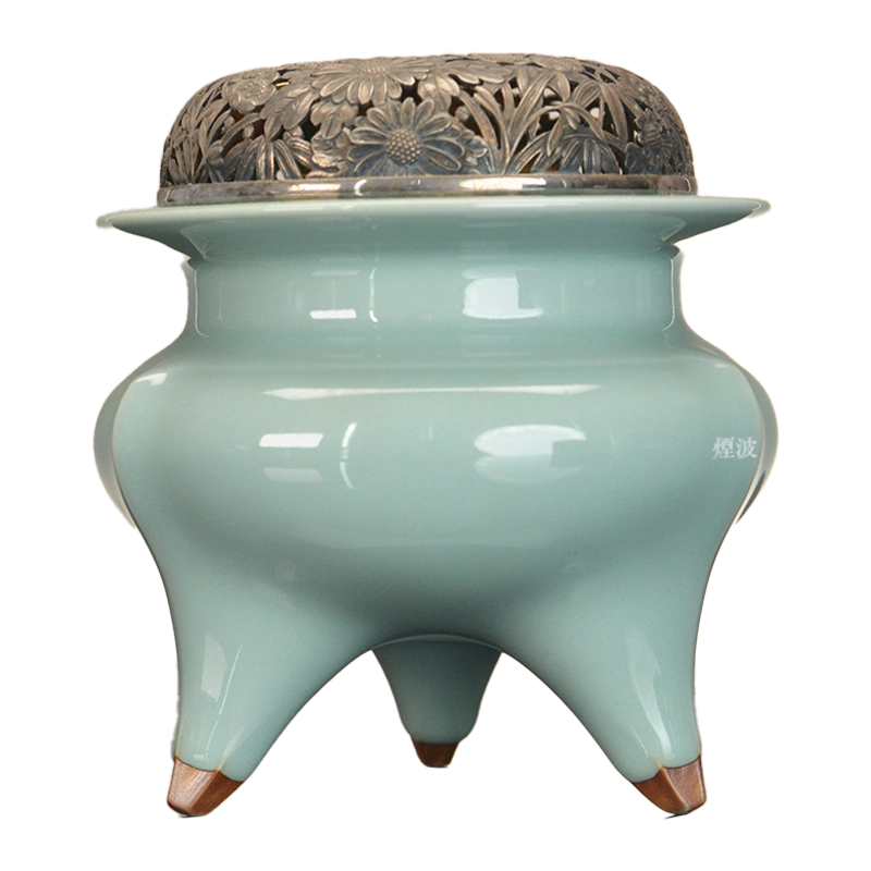人気定番，HOT 【青宝】061715青磁香炉 青瓷 袴腰香炉 銅火舎 在