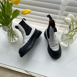 [ready Stock] Handmade Shoes By Chendan Chen Dan Women's Shoes Thick-soled White Boots Chelsea Boots 2023 New Style