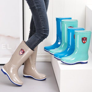
High tube fashion women's waterproof and anti-slip medium tube wear-resistant and wear-resistant water shoes rain boots plus velvet warm water shoes rubber shoes women
