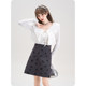 Bow printed knitted skirt for women in autumn and winter 2024 new small person with sweet high waist slim A-line short skirt