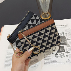 Stitching Color Contrast Fashion Simple Short Hand Coin Purse Female Pu High-end Mini Niche Card Holder 2023 New
