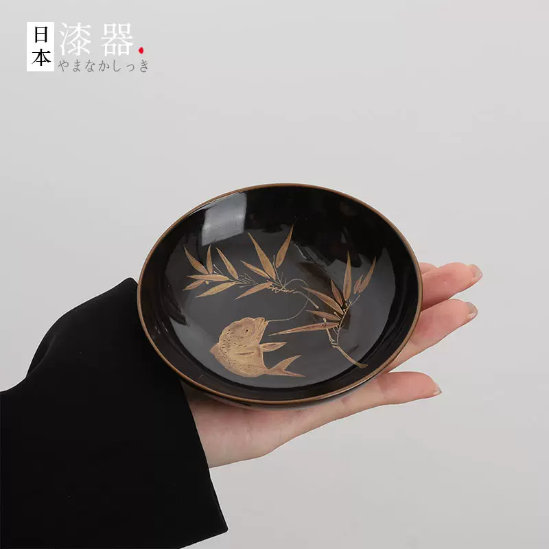 日本製金莳绘描金漆器茶托中古大漆老件侘寂手绘杯垫日式茶器-Taobao 