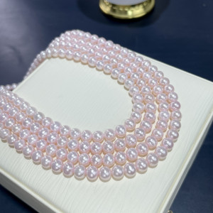 Natural freshwater pearl pink baby beads extremely strong light niche necklace near round slightly flawed 925 silver pearl necklace women