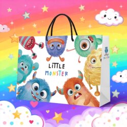 Cute Cartoon Gift Bags, Large Thick Paper Bags, Funny Birthday Party Gift Tote Bags, Event Packaging Wholesale